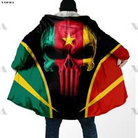 cameroon skull coat of arms 3d printed hoodie long duffle topcoat hooded blanket cloak thick jacket cotton cashmere fleece