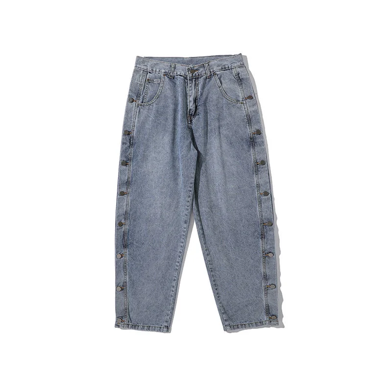 

Washed Jeans Loose Straight Leg Wide-leg Trousers All-match Loose-fitting Denim Pants Hip-hop Breasted Streetwear Four Seasons