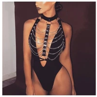punk style body chain necklace leather collar female necklace sexy corset unisex chain exotic accessories toys in couple