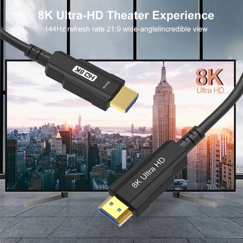 

8K@60Hz 4K@120Hz Fiber Optic HDMI-compatible Fiber Cable full speed 48Gbps,Dolby Vision, HDR10, eARC, HDCP2.2 For IMAX ENHANCED