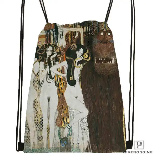 Custom Gustav_Klimt @1 Drawstring Backpack Bag Cute Daypack Kids Satchel (Black Back) 31x40cm#20180611-02-98 | Багаж и сумки
