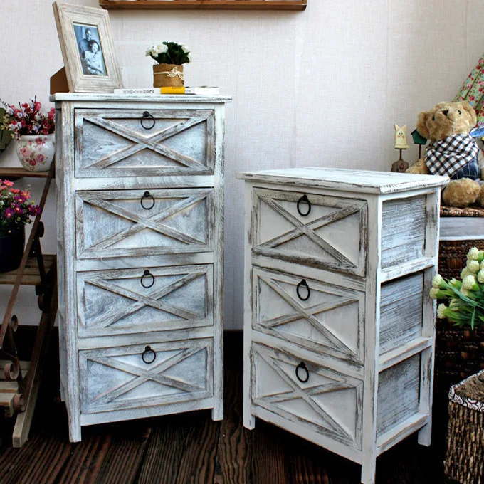 

Creative Nordic simple solid wood furniture bedroom bedside cabinet paulownia furniture retro style living room storage table