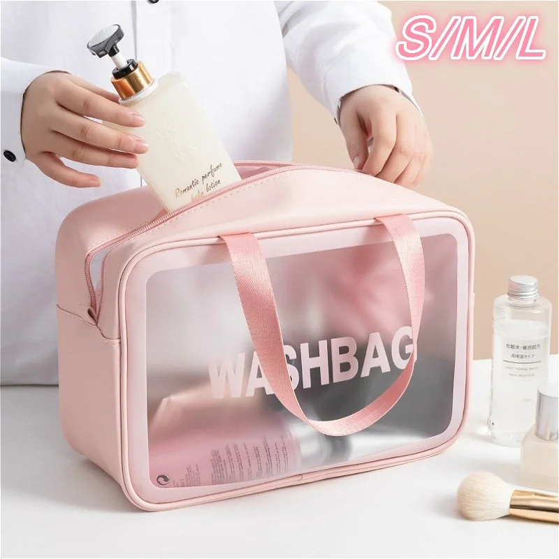 

S/M/L 3 Sizes Ladies Large Capacity Pu Frosted Waterproof Cosmetic Bag Convenient Travel Makeup Storage Bag Female Wash Bag