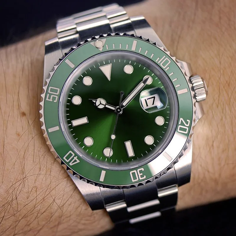 

Top selling watches mens automatic ceramic bezel sapphire glass luminous sweep movement Stainless Steel luxury green watch