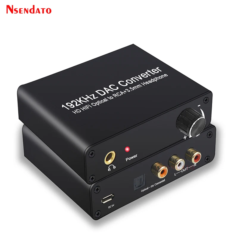 Adaptador de Conversor e Decodificador de Áudio Óptico para Rca Digital de Áudio 5.1ch para Dolby Ac3 a 2.0ch Coaxial Conversor 192khz Dac Dts 3.5mm