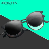 zenottic magnetic clip on sunglasses retro 90s ultempei frame round myopia optical glasses with driving polarized sun glasses