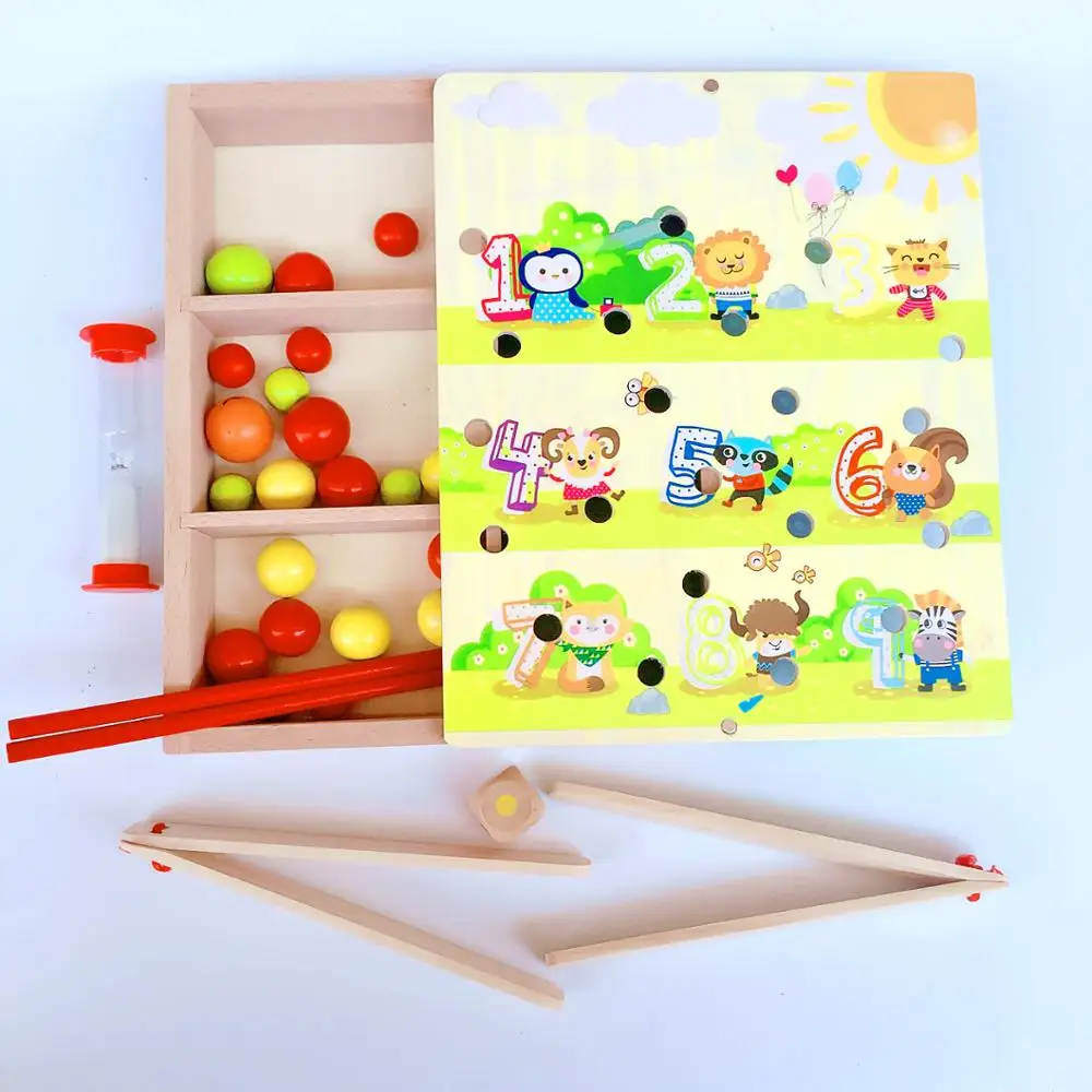 Монтессори детский деревянный зажим маленький шарик Забавный бусины