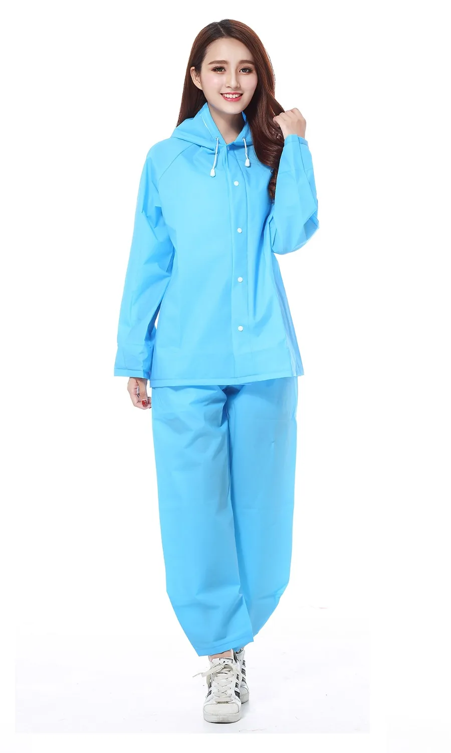 Синий многоразовый дождевик куртка брюки комплект для женщин и мужчин