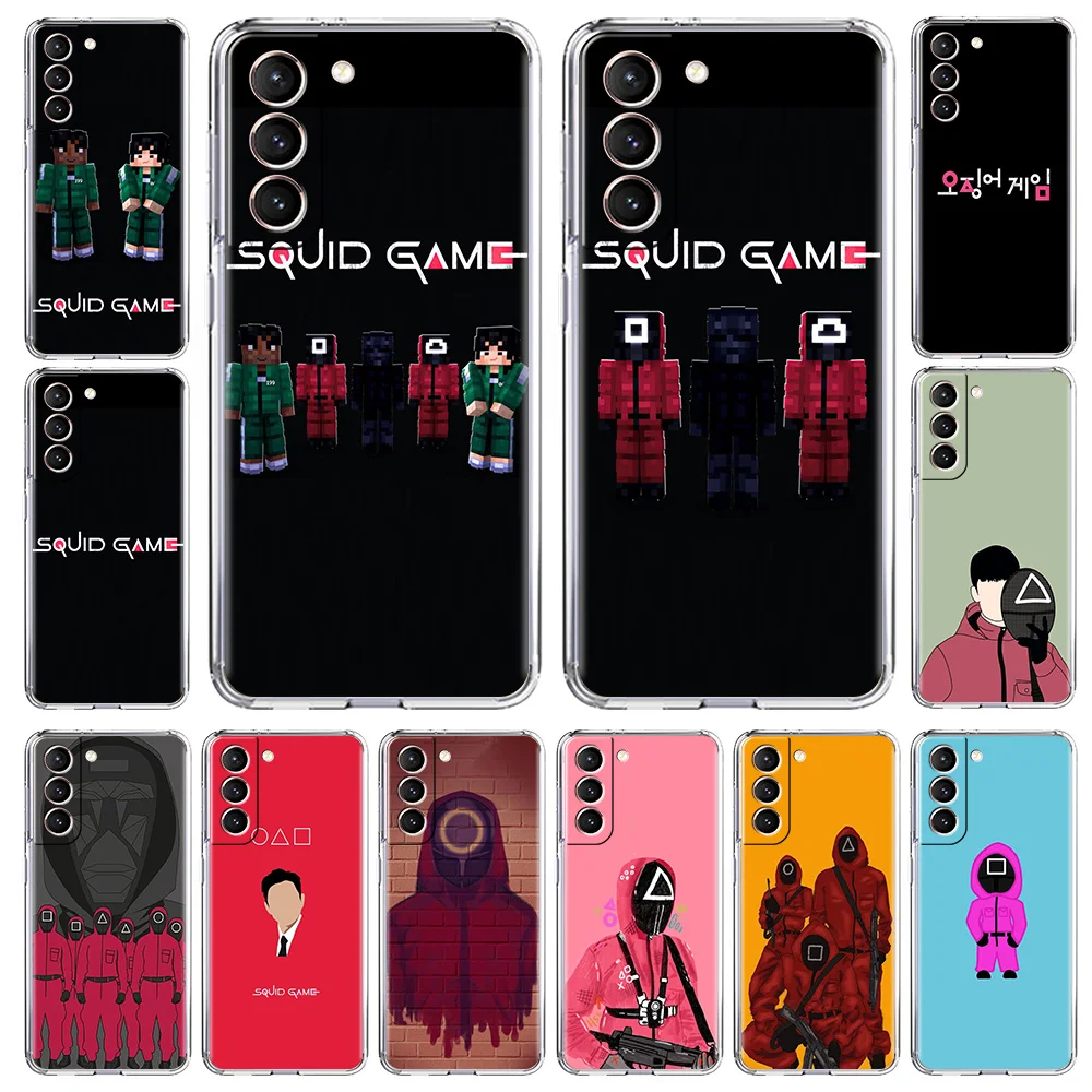 

Squid Game Phone Cover for Samsung Galaxy S20 FE S21 Ultra S10 S10E Note 10 20 Lite Plus Transparent Soft TPU Case Silicone Bag