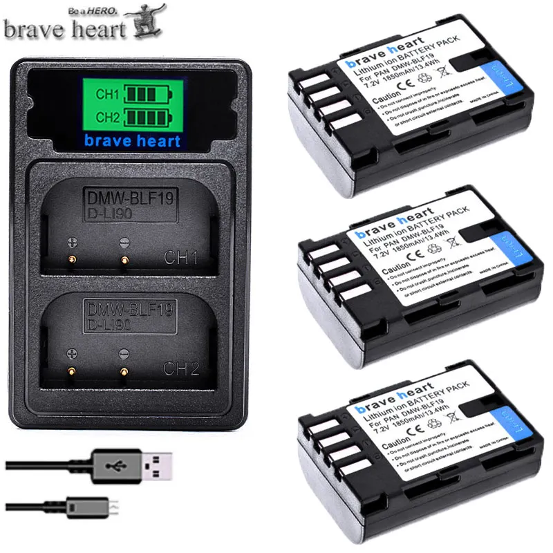 chagrer and 3battery 4 шт. 1850 мАч DMW-BLF19 DMW BLF19 BLF19 литий-ионный аккумулятор+ ЖК-USB зарядное устройство для Panasonic Lumix DMC-GH3 DMC GH3 GH4 DMC-GH4 камеры - Цвет: chagrer and 3battery