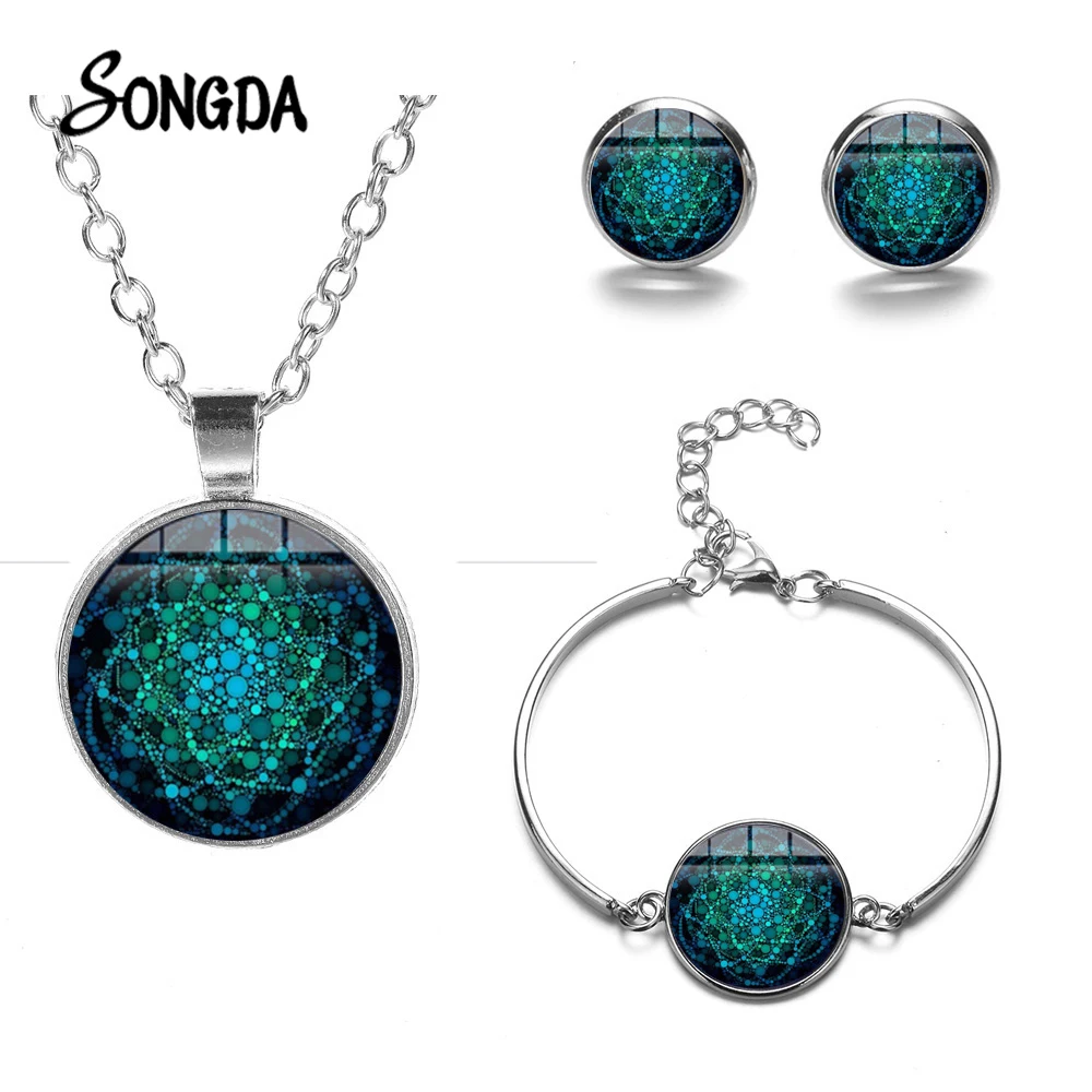 Комплект ювелирных изделий Мандала Лотос чакра Йога Священная Геометрия жизни