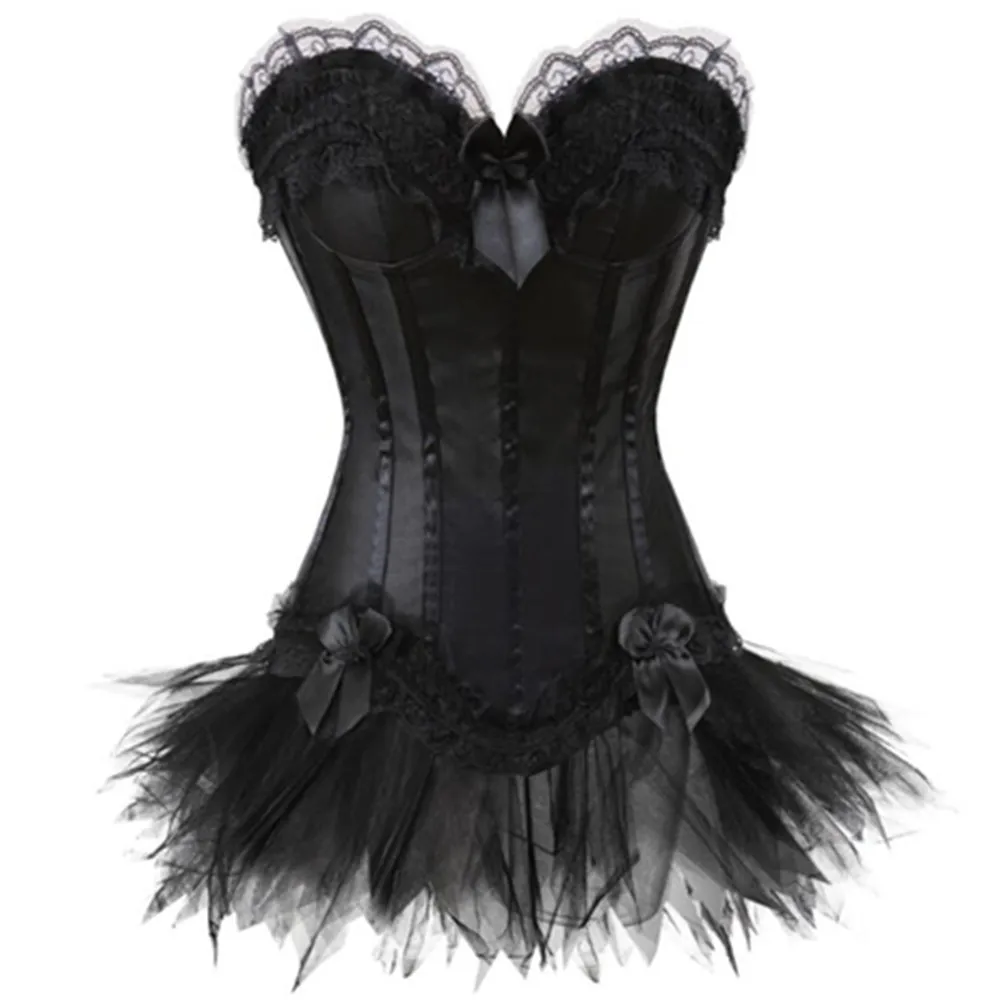 Женский сексуальный корсет бюстье топ с мини юбкой пачкой нарядные платья костюм