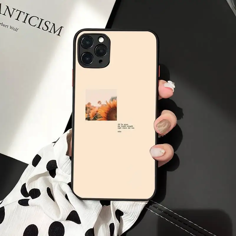 

Phone Case For iPhone 12 11 Mini Pro XR XS Max 7 8 Plus X Beauty Yellow Sunflower Luxury Unique Design Matte transparent cover