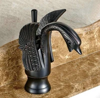 black oil rubbed brass animal swan style bathroom basin mixer tap faucet single hole one handle mnf030