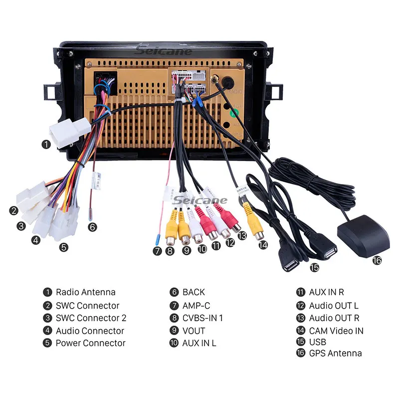 Автомобильный мультимедийный плеер Seicane с GPS навигацией 2din Android 10 0 8 ядерный