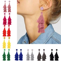 fashion crystal long tassel earrings for women statement bohemian multi layer fringed drop dangle earring female party jewelry