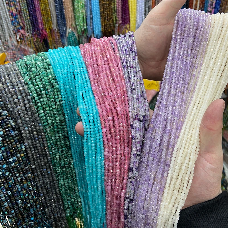 

2021 New 2/3/4mm Natural Stone Beads Faceted Stone Small Bead Blue Quartzs Crystal Beads For Beadwork DIY Bracelet Accessories