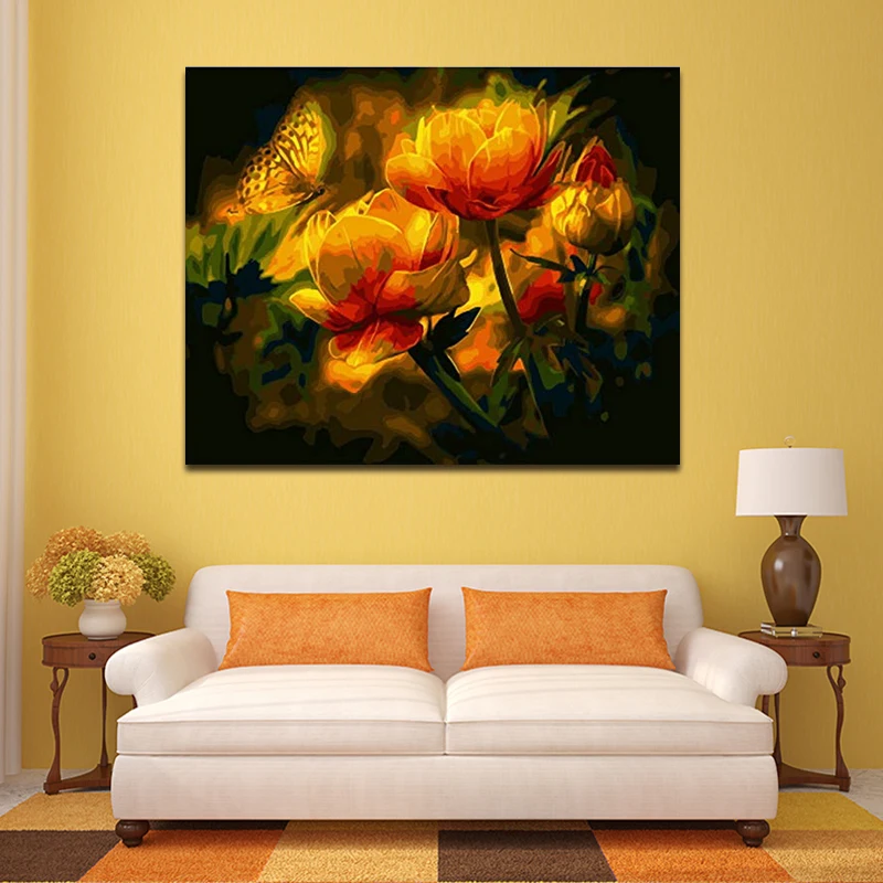 DIY картинки для раскраски по номерам с цветами рисунок рельеф живописи защелка