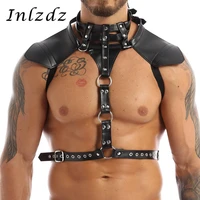 harness mens leather belt halter neck adjustable buckles body chest harness belt with metal o rings strap gay fancy sex costume