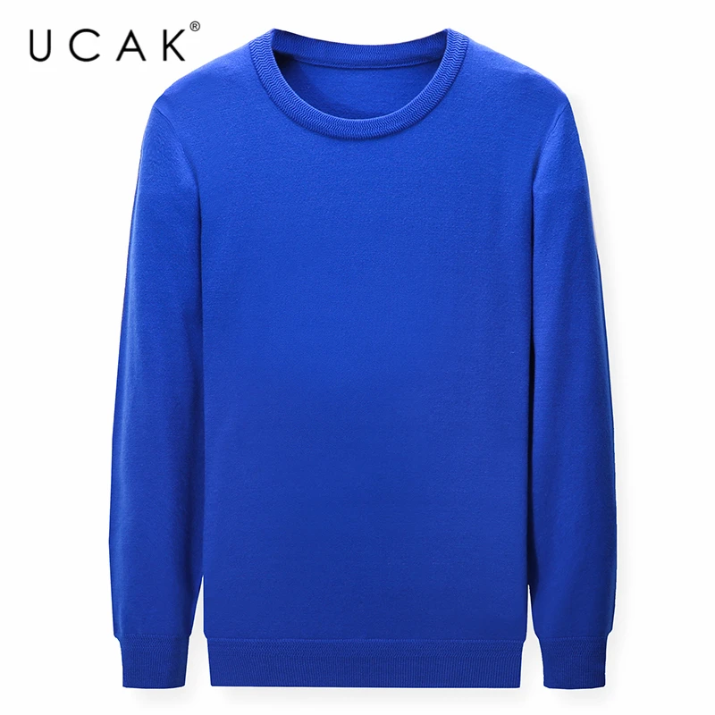 

UCAK бренд осень зима Повседневные свитера Мужская одежда уличная мода v-образный вырез Однотонный свитер пуловер Homme одежда U1139