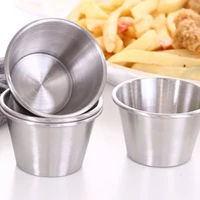1pcs reusable stainless steel appetizer dipping bowl plates sauce container dipping cups sauce cups for restaurant 4 8x4cm