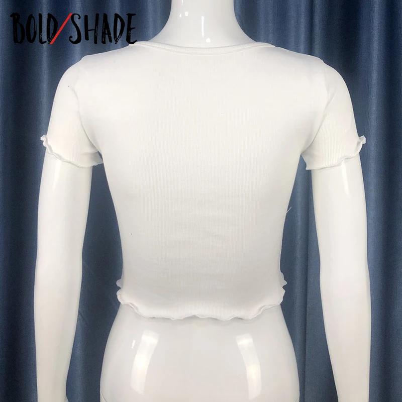 

Bold Shade Graphic Print Tee Shirts Short Sleeve Cotton White Vintage Women Crop Tops Indie 90s Fashion Soft Girl Outfit Summer