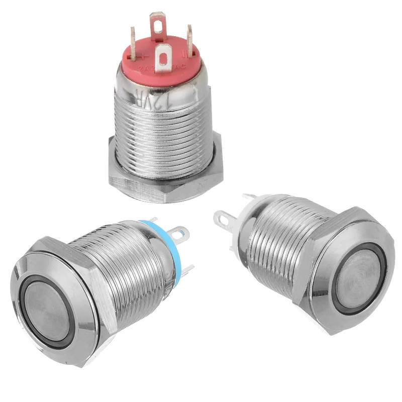 Новинка 12В/24В автомобильный металлический кнопочный переключатель 12 мм