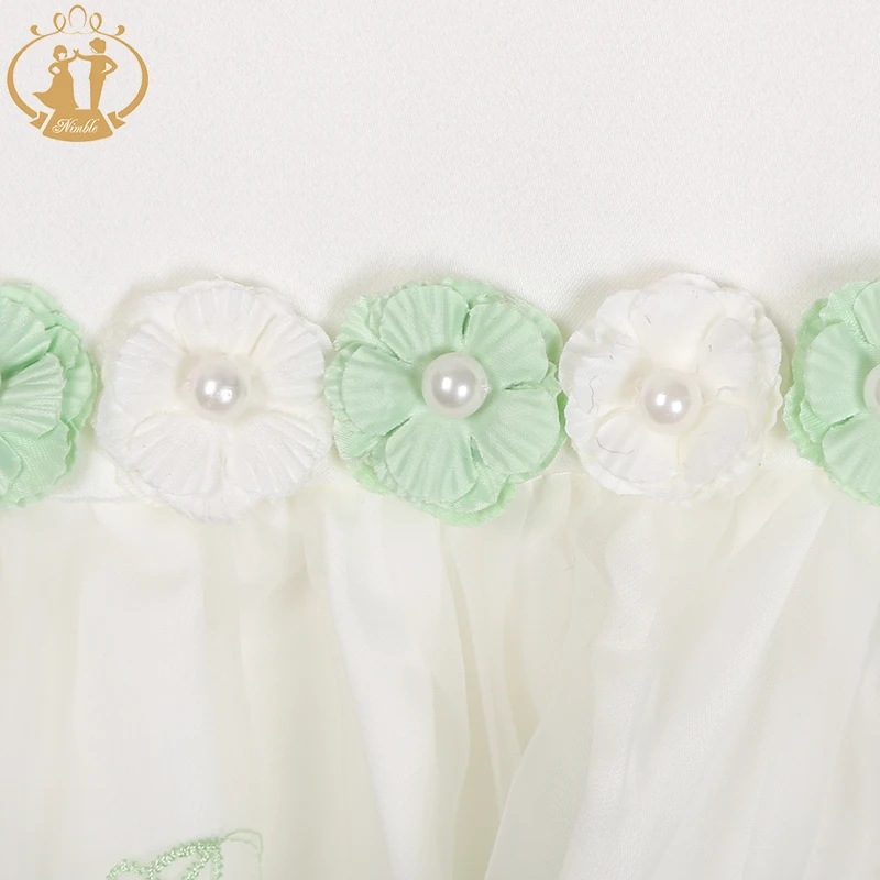 

Princess Girls Dress for Wedding Party Birthday Vestidos Lace Embroidery Pearls Necklace Collar Vestidos Kids Dress for Girls