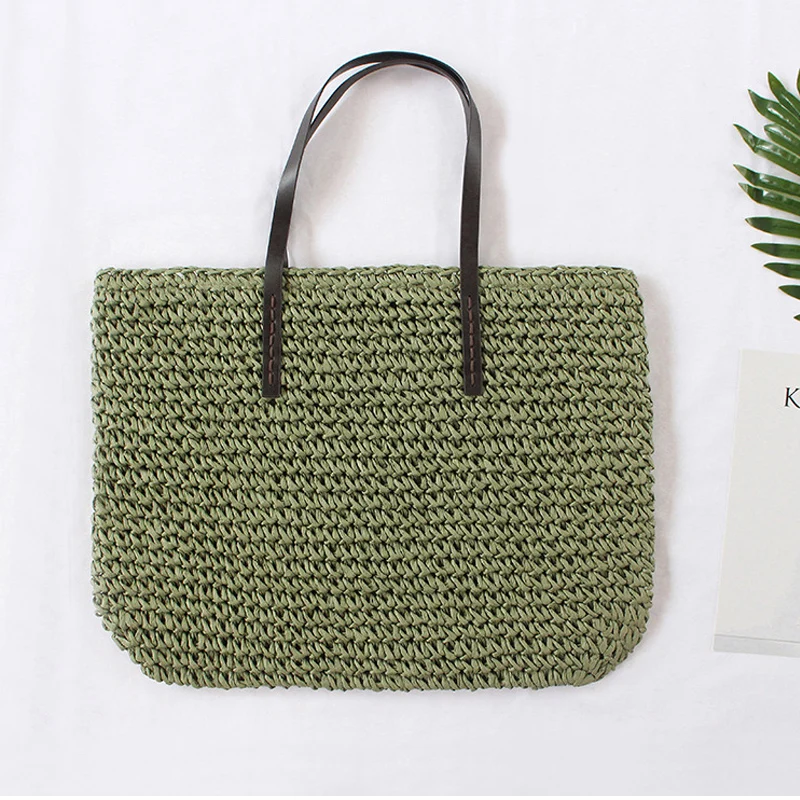 Пляжная соломенная сумка большой емкости в богемном стиле для отпуска на плечо