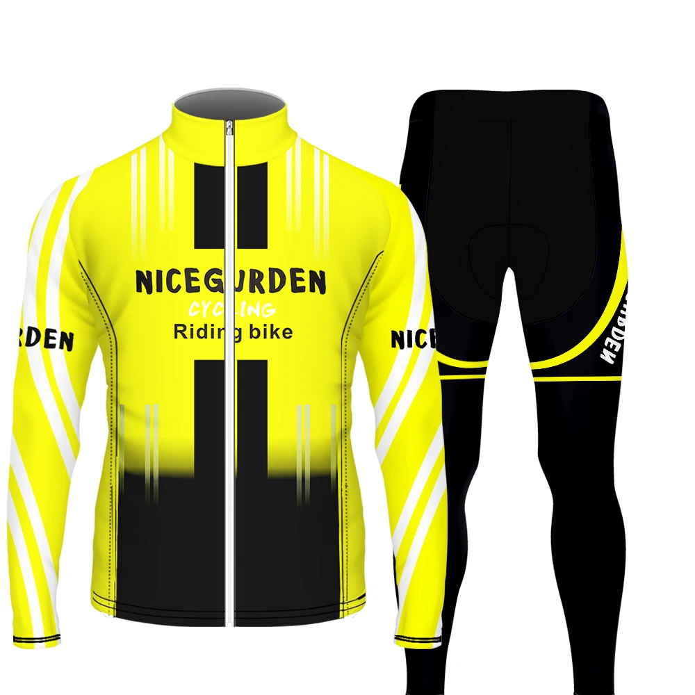 2020 Мужская мода Велоспорт Джерси Набор сухой Тонкий с длинным рукавом велосипед