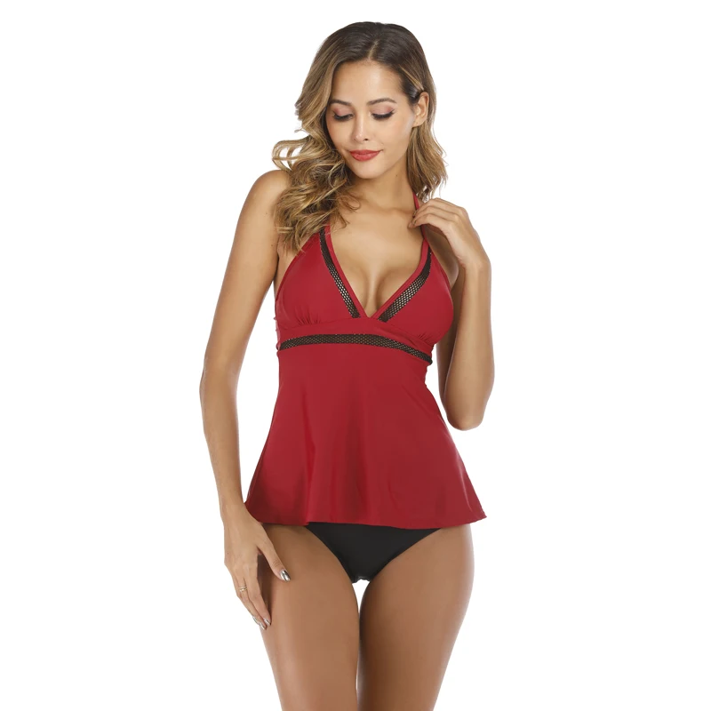 Купальник с высокой талией пуш ап бретелькой через шею женский купальник