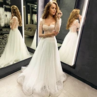 sodigne a line tulle wedding dresses 2021 beach bridal wedding gown boho long sleeves corset princess party gown plus size
