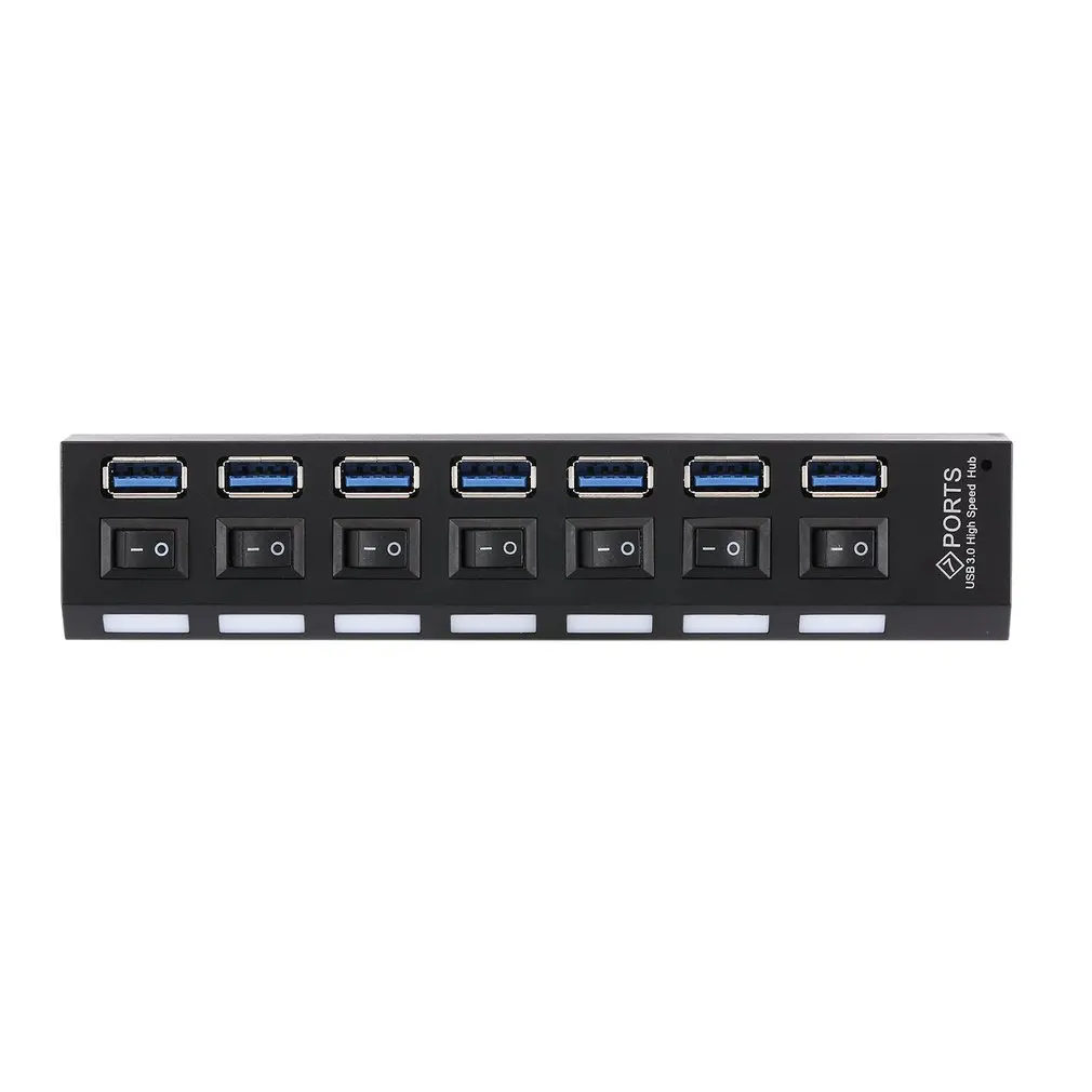 7-Порты и разъёмы USB 3,0 концентратор сплиттер с переключатель высокого Скорость 5 Гбит/с usb-хаб мульти разделители USB Поддержка 1 ТБ HDD для ПК