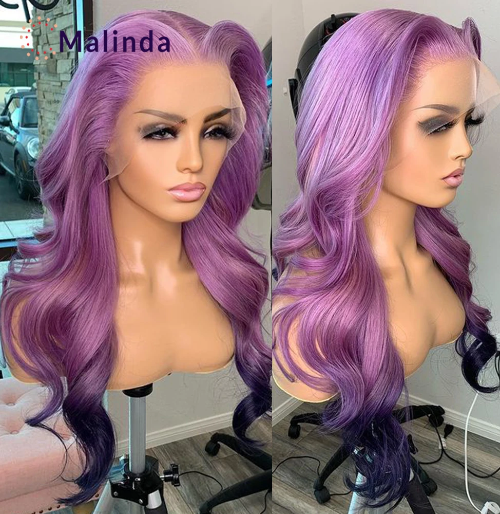 13x4 613 Blonde Lace Front Wig Human Hair Ombre Purple Lace Front Wig Pre Plucked With Baby Hair Body Wave Lace Front Wig Indian