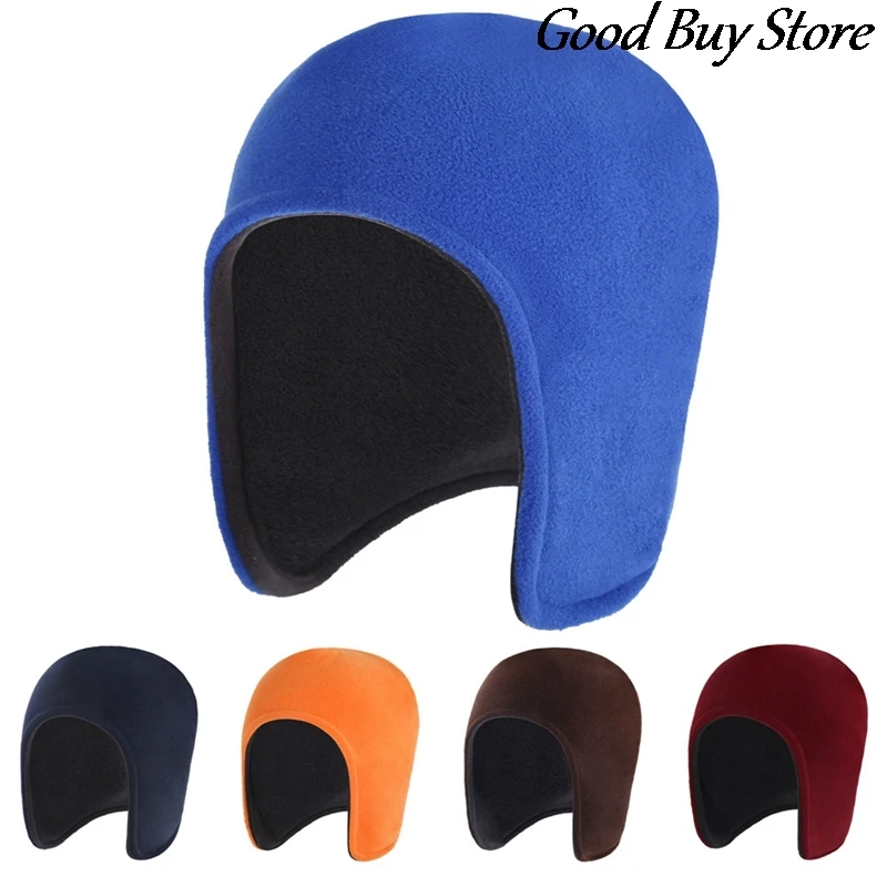

Осенне-зимняя шапка-бомбер унисекс, уличные велосипедные беговые плюшевые зимние термошапки с ушками, простые ветрозащитные головные убор...