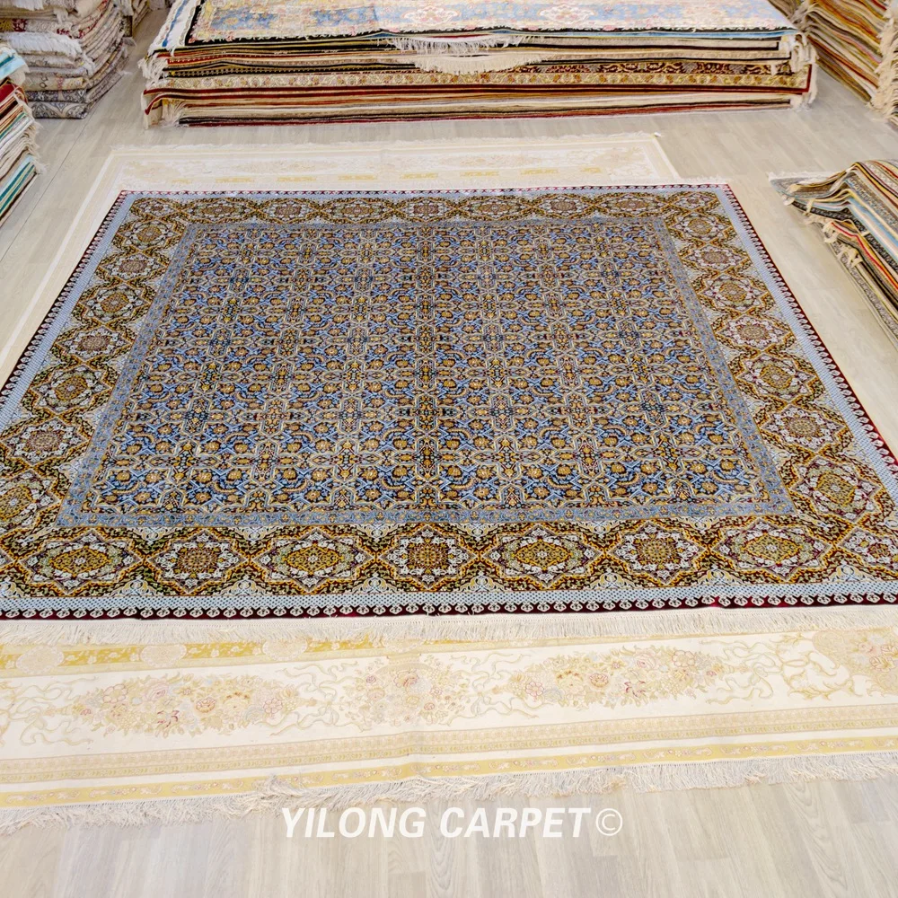 Koop Yilong 10 'X 10' Indoor Vierkante Zijden Tapijt Handgemaakte Tapijten Over Home Decor (ZQG419)
