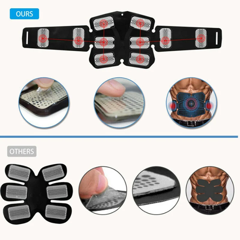 

Abdominal Muscle Stimulator Trainer EMS Abs Fitness Equipment Training Gear Muscles Electrostimulator Toner Exercise At Home Gym