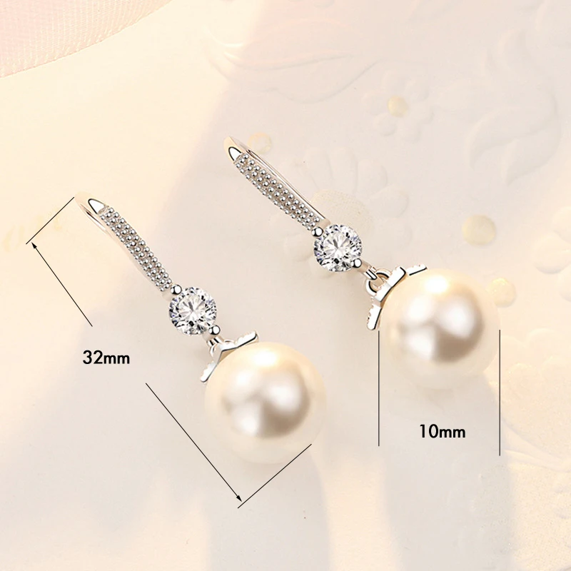 

1 Pair for Sale White Pearl Copper Silver Plating Fashion Outdoor Women Rings with Rhinestones