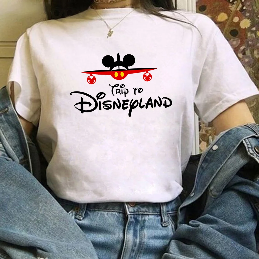 Disney Mickey Mosue Airplane Printed T Shirt Womne Comfy Breathable Marry Christmas Crewneck Clothing Top Tumblr Mujer T-shirt