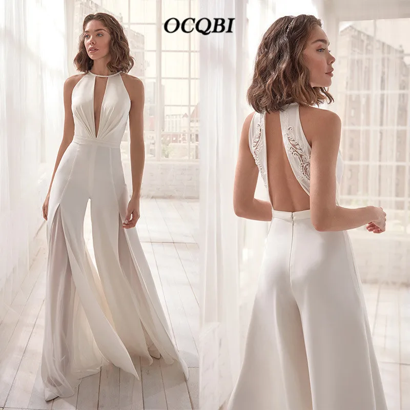 

Plus Size 2020 Women Jumpsuits Casual Backless Sexy Fashion Clothing Korean Elegant White Jumpsuits
