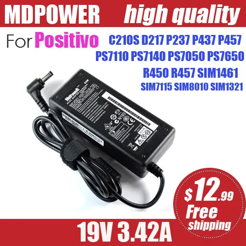 

100% Nova alta qualidade Fonte 19V 3.42A Notebook Positivo 19v 3.42a N193 Cce Sti Carregador laptop power AC adapter charger