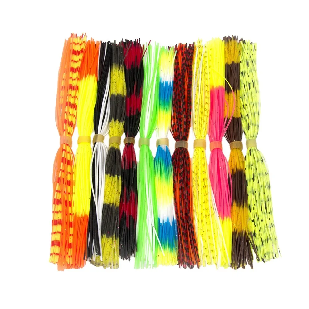 

10/12 Bundles Mixed Color Silicone Skirt Bionic Aquatic Plants For Rubber Clamp Bait Squid Skirt Flying Tie Material Iscas Pesca