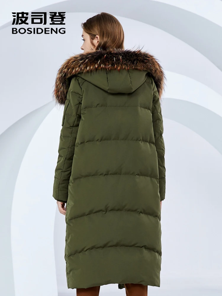 Женский зимний пуховик BOSIDENG с большим воротником из натурального меха женский