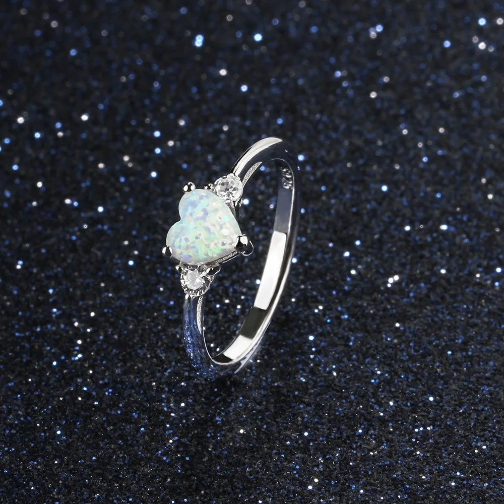 Женское серебряное кольцо Anillos 925, ювелирные изделия в форме сердца с огненным опалом, подарок на Рождество, день рождения, Свадебные обручальные вечерние кольца