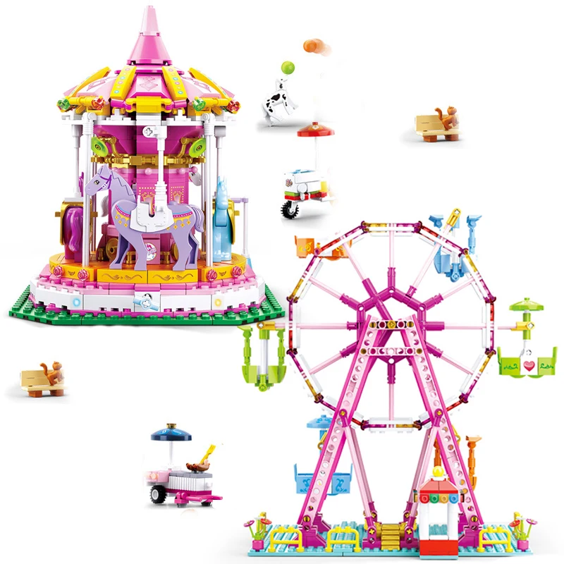Друзья парк развлечений модель строительные блоки колесо обозрения Веселая