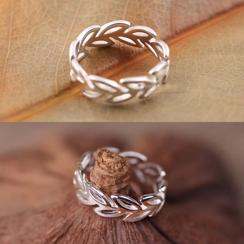 

Genuine 925 Sterling Silver Tiny Cute Weave Female Wedding Ring Wedding Open Size Adjustable Party Finger Statement Jewelry
