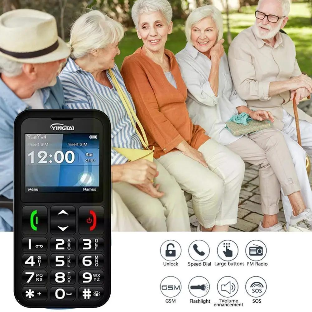 

Elder Cellphone 2G Best Feature Senior Phone 2.2 Inch FM SOS GSM Speed Dial Torch Network Button Big Band Push Speaker B0T4