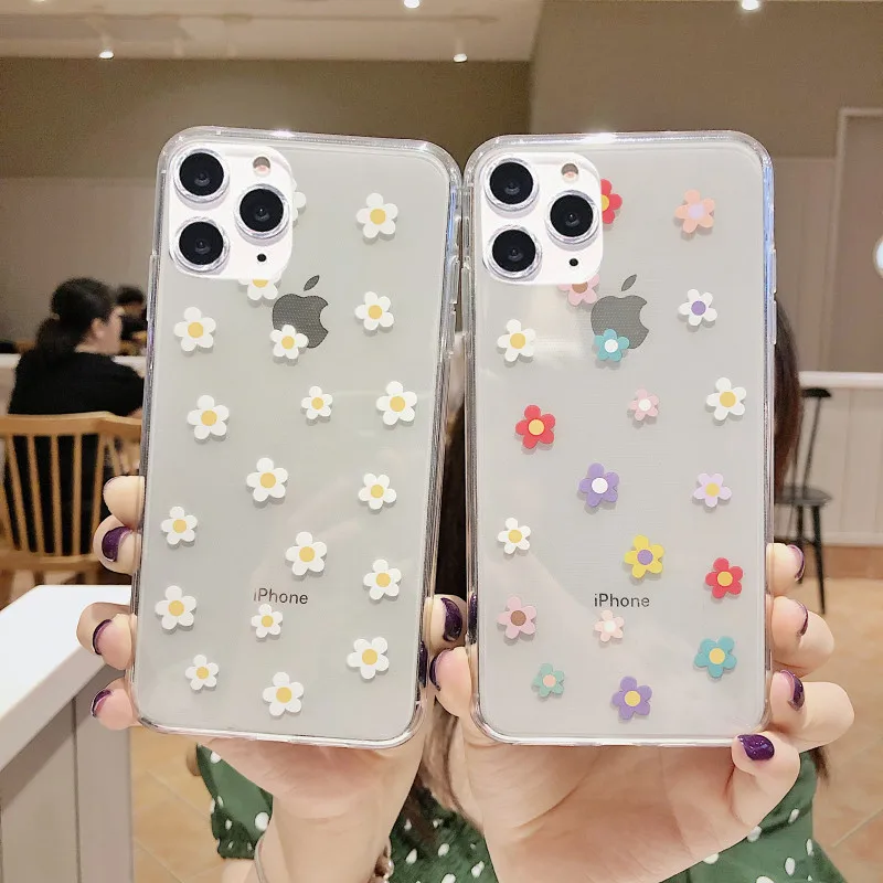 

USLION Colorful Daisy Patterned Phone Cover For iPhone 11 12 13 Pro Max Mini X XR XS Max 7 8 Plus Soft Silicone TPU Back Case