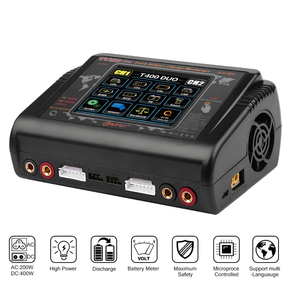 HTRC T400/T240 DUO RC зарядное устройство DC 400 Вт/240 Вт Dis для LiPo LiHV LiFe Lilon NiCd NiMh Pb