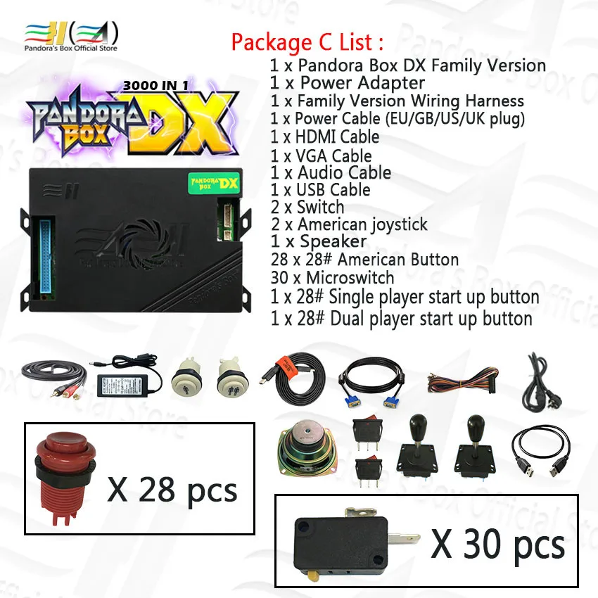 Pandora box DX 3000 в 1 есть 3d игра может сохранить игровой джойстик Кнопка diy kit аркадное